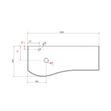 Waschtischplatten MAM 1200 rechts für Aufsatzbecken WEIßER MARMOR 1210 x 12 x 510 mm