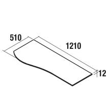Waschtischplatten MAM 1200 rechts für Aufsatzbecken WEIßER MARMOR 1210 x 12 x 510 mm