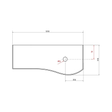 Waschtischplatten MAM 1200 links für Aufsatzbecken WEIßER MARMOR 1210 x 12 x 510 mm