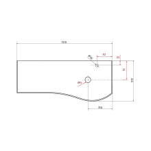 Waschtischplatten MAM 1200 links für Aufsatzbecken WEIßER MARMOR 1210 x 12 x 510 mm