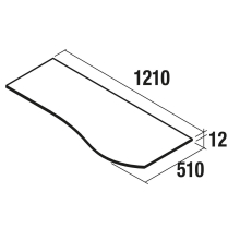 Waschtischplatten MAM 1200 links für Aufsatzbecken WEIßER MARMOR 1210 x 12 x 510 mm