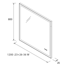 Spiegel MEMPHIS 1200 horizontal Mit LED-Beleuchtung mit Sensor (23+26-36 W - BILED ºK) IP44 1200 x 800 mm
