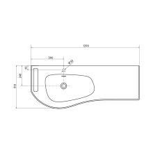 Waschtisch MAM 1290 rechts mit handtuchhalter mit Handtuchhalter, ohne Siphon und Clickerabfluss SOLID SURFACE WEIß MATT 1290 x 12 x 510 mm