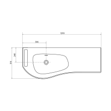 Waschtisch MAM 1290 rechts mit handtuchhalter mit Handtuchhalter, ohne Siphon und Clickerabfluss SOLID SURFACE WEIß MATT 1290 x 12 x 510 mm