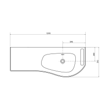 Waschtisch MAM 1290 links mit handtuchhalter mit Handtuchhalter, ohne Siphon und Clickerabfluss SOLID SURFACE WEIß MATT 1290 x 12 x 510 mm