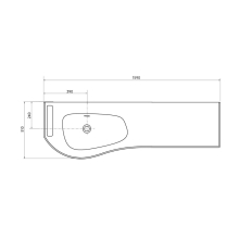 Waschtisch MAM 1590 rechts mit handtuchhalter mit Handtuchhalter, ohne Siphon und Clickerabfluss SOLID SURFACE WEIß MATT 1590 x 12 x 510 mm