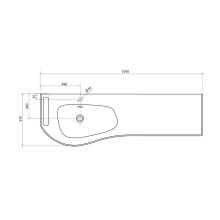 Waschtisch MAM 1590 rechts mit handtuchhalter mit Handtuchhalter, ohne Siphon und Clickerabfluss SOLID SURFACE WEIß MATT 1590 x 12 x 510 mm