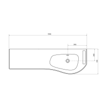 Waschtisch MAM 1590 links mit handtuchhalter mit Handtuchhalter, ohne Siphon und Clickerabfluss SOLID SURFACE WEIß MATT 1590 x 12 x 510 mm