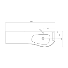Waschtisch MAM 1590 links mit handtuchhalter mit Handtuchhalter, ohne Siphon und Clickerabfluss SOLID SURFACE WEIß MATT 1590 x 12 x 510 mm