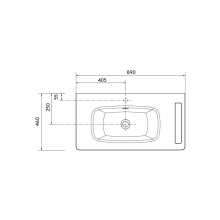 Waschtisch UNIIQ 890 Wasserhahn optional, Handtuchhalter optional, ohne Siphon und Clickerabfluss SOLID SURFACE WEIß MATT 890 x 12 x 460 mm