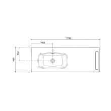 Waschtisch UNIIQ 1290 Wasserhahn optional, Handtuchhalter optional, ohne Siphon und Clickerabfluss SOLID SURFACE WEIß MATT 1290 x 12 x 460 mm