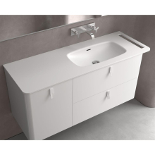 Waschtisch UNIIQ 1290 schrankelement Wasserhahn optional, Handtuchhalter optional, ohne Siphon und Clickerabfluss SOLID SURFACE WEIß MATT 1290 x 12 x 460 mm