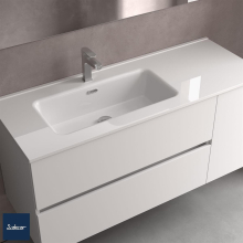 Waschtisch CONSTANZA 910 ohne Siphon und Clickerabfluss, für Schrank 600 PORZELLAN WEIß 910 x 20 x 460 mm