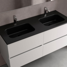 Waschbecken CONSTANZA 1200 Ohne Siphon und Klicker-Ablauf MATT-SCHWARZ 1210 x 20 x 460 mm