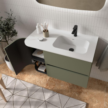 Waschbecken CONSTANZA 900I para coqueta curva, ohne Siphon oder Clicker-Ablauf MATT-WEISS 910 x 20 x 460 mm
