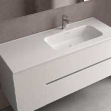 Waschbecken CONSTANZA 1200I ohne Siphon oder Clicker-Ablauf, Für Möbel 900 MATT-WEISS 1210 x 20 x 460 mm
