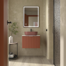 Schrank wandhängend BIBA 600 1 Metallschublade und versteckter Schublade TERRACOTA 598 x 405 x 450 mm