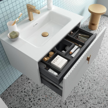 Schrank wandhängend BIBA 700 1 Metallschublade und versteckter Schublade WHITE COTTON 697 x 405 x 450 mm