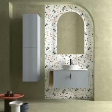 Schrank wandhängend BIBA 800 1 Metallschublade und versteckter Schublade BLUE FOG 797 x 405 x 450 mm
