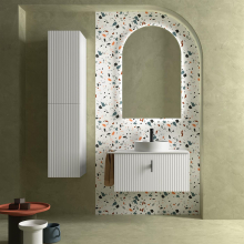 Schrank wandhängend BIBA 800 1 Metallschublade und versteckter Schublade WHITE COTTON 797 x 405 x 450 mm