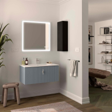 Schrank wandhängend BIBA 900 1 Metallschublade und versteckter Schublade BLUE FOG 897 x 405 x 450 mm