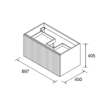 Schrank wandhängend BIBA 900 1 Metallschublade und versteckter Schublade BLUE FOG 897 x 405 x 450 mm