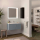 Schrank wandhängend BIBA 900 1 Metallschublade und versteckter Schublade BLUE FOG 897 x 405 x 450 mm