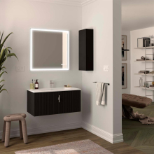 Schrank wandhängend BIBA 900 1 Metallschublade und versteckter Schublade BLACK VELVET 897 x 405 x 450 mm