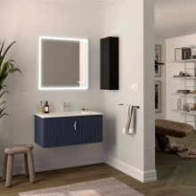 Schrank wandhängend BIBA 900 1 Metallschublade und versteckter Schublade NIGHT BLUE 897 x 405 x 450 mm