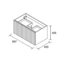 Schrank wandhängend BIBA 1000 1 Metallschublade und versteckter Schublade TERRACOTA 997 x 405 x 450 mm