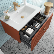 Schrank wandhängend BIBA 1000 1 Metallschublade und versteckter Schublade TERRACOTA 997 x 405 x 450 mm
