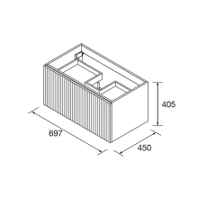 Schrank wandhängend BIBA 700 1 Metallschublade und versteckter Schublade NUSSBAUM MAYA 697 x 405 x 450 mm