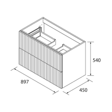 Badezimmermöbel BIBA 900 2 Metallschubladen mit Soft-Close BLUE FOG 898 x 540 x 450 mm