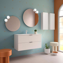 Badezimmermöbel BIBA 1000 2 Metallschubladen mit Soft-Close WHITE COTTON 989 x 540 x 450 mm