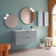 Badezimmermöbel BIBA 1000 2 Metallschubladen mit Soft-Close BLUE FOG 989 x 540 x 450 mm