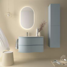 Schrank wandhängend MAM 900 BLUE FOG rechts 2 Metallauszug mit Softeinzug 897 x 540 x 505 mm