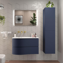 Schrank wandhängend MAM 900 NIGHT BLUE rechts 2 Metallauszug mit Softeinzug 897 x 540 x 505 mm