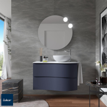 Schrank wandhängend MAM 900 NIGHT BLUE links 2 Metallauszug mit Softeinzug 897 x 540 x 505 mm