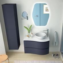 Schrank wandhängend MAM 900 NIGHT BLUE links 2 Metallauszug mit Softeinzug 897 x 540 x 505 mm