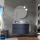 Schrank wandhängend MAM 900 NIGHT BLUE links 2 Metallauszug mit Softeinzug 897 x 540 x 505 mm
