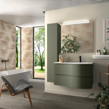 NEW - Schrank wandhängend MAM 900 links, 2 Metallauszug mit Softeinzug GREEN FOREST 897 x 540 x 505 mm