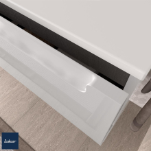 Schrank wandhängend MONTERREY 700 2 Metallauszug mit Softeinzug WEIß GLÄNZEND 697 x 540 x 450 mm