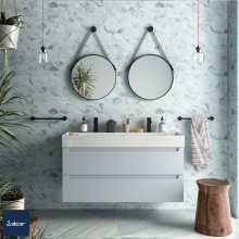 Schrank wandhängend MONTERREY 1200 2 Metallauszug mit Softeinzug BLUE FOG 1197 x 540 x 450 mm
