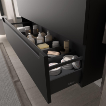 Schrank wandhängend MONTERREY 1200 2 Metallauszug mit Softeinzug BLACK VELVET 1197 x 540 x 450 mm