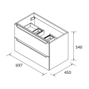Schrank wandhängend MONTERREY 700 2 Metallauszug mit...