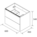 Schrank wandhängend UNIIQ 600 2 Schubladen mit...