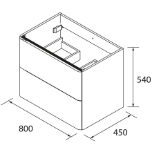 Schrank wandhängend UNIIQ 800 2 Schubladen mit Softeinzug NIGHT BLUE 797 x 540 x 450 mm