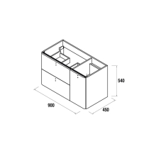 Schrank wandhängend UNIIQ 900 Rechts 1 Tür und 2 Schubladen mit Softeinzug TERRACOTA 897 x 540 x 450 mm
