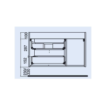 Schrank wandhängend UNIIQ 900 Links 1 Tür und 2 Schubladen mit Softeinzug TERRACOTA 897 x 540 x 450 mm