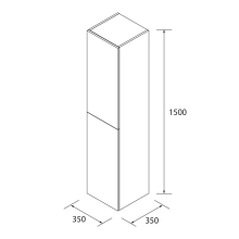 Hochschrank wandhängend UNIIQ links / rechts 2 Türen mit Softeinzug TERRACOTA 350 x 1500 x 350 mm